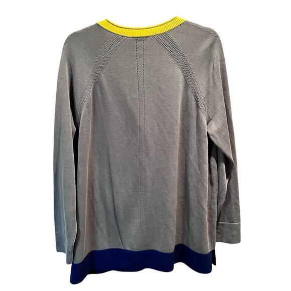 TALBOTS Color Block Long Cotton Blend Knit Cardigan XL P ( F-210) - Picture 2 of 5